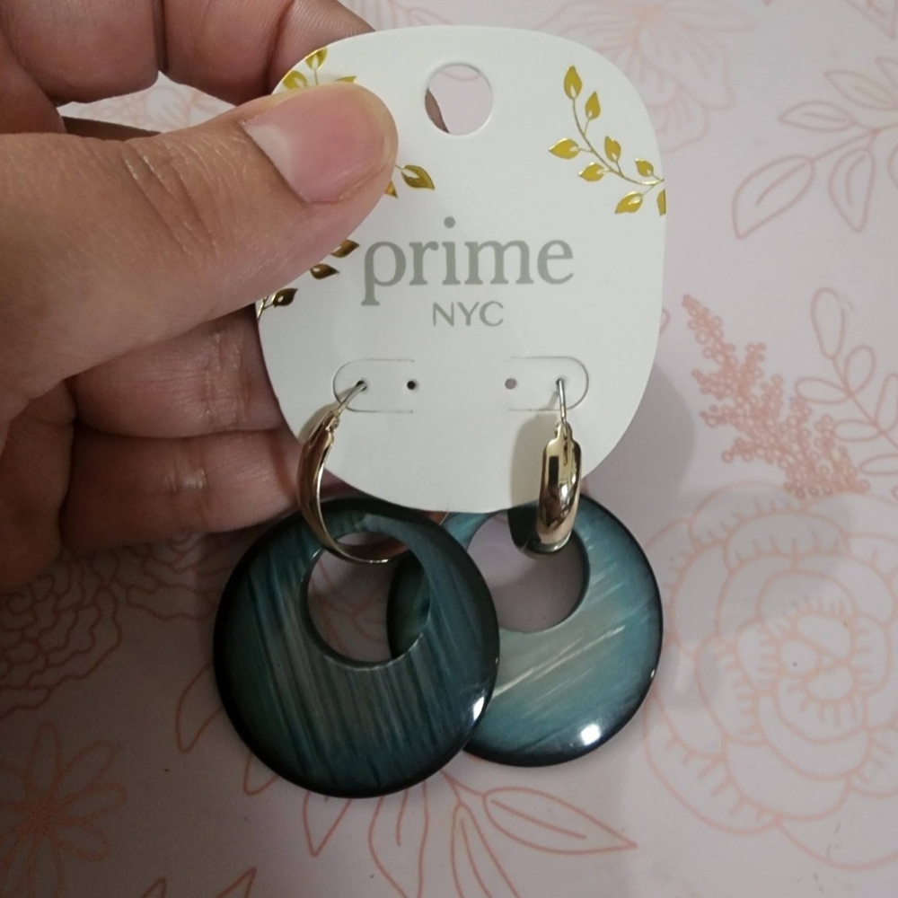 Teal And Gold Hoop Earrings
